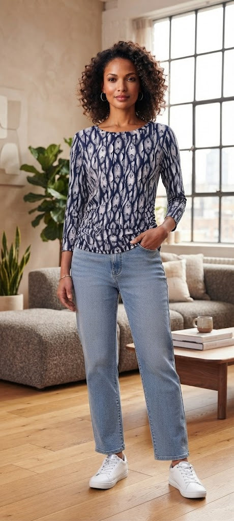 Edit Collection Patterned Ruched Blouse
