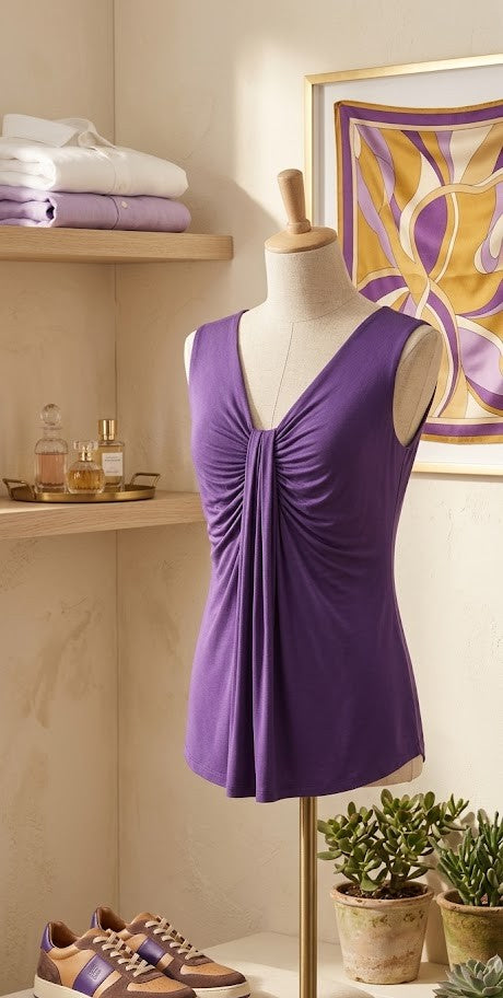 Stylish Purple V-Neck Blouse by Thimbeleney