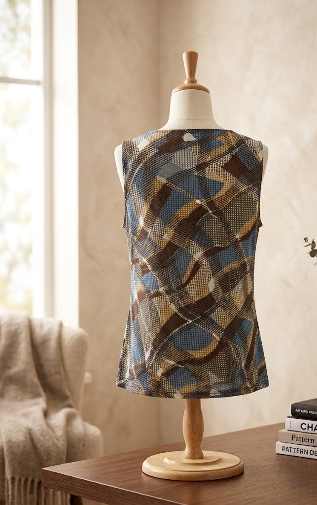 Rene Taylor Abstract Print Sleeveless Blouse