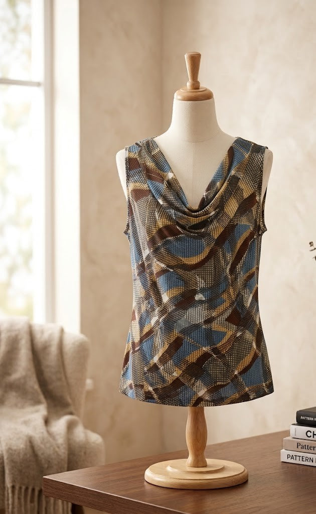 Rene Taylor Abstract Print Sleeveless Blouse