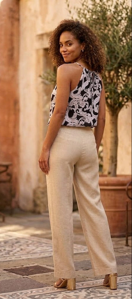 Legend Collection Black & White Paisley Halter Blouse