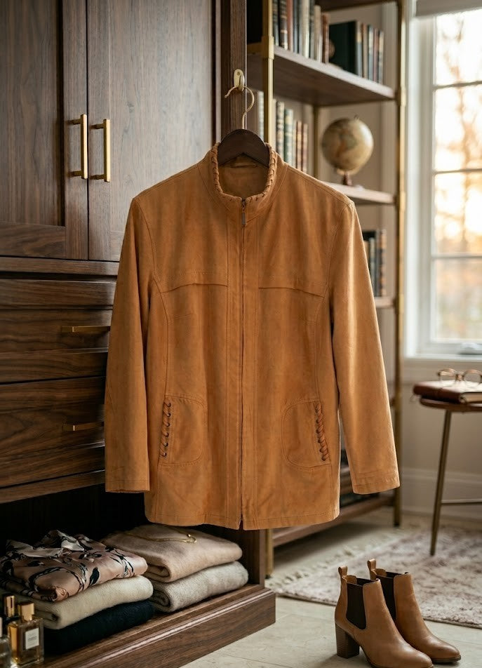 Vintage Inspired Tan Suede Jacket