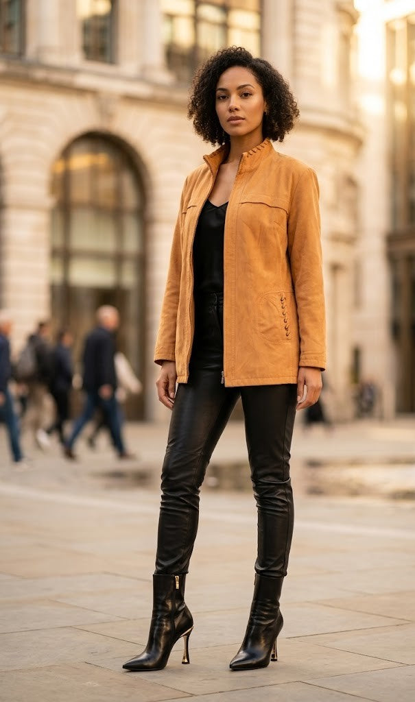 Vintage Inspired Tan Suede Jacket