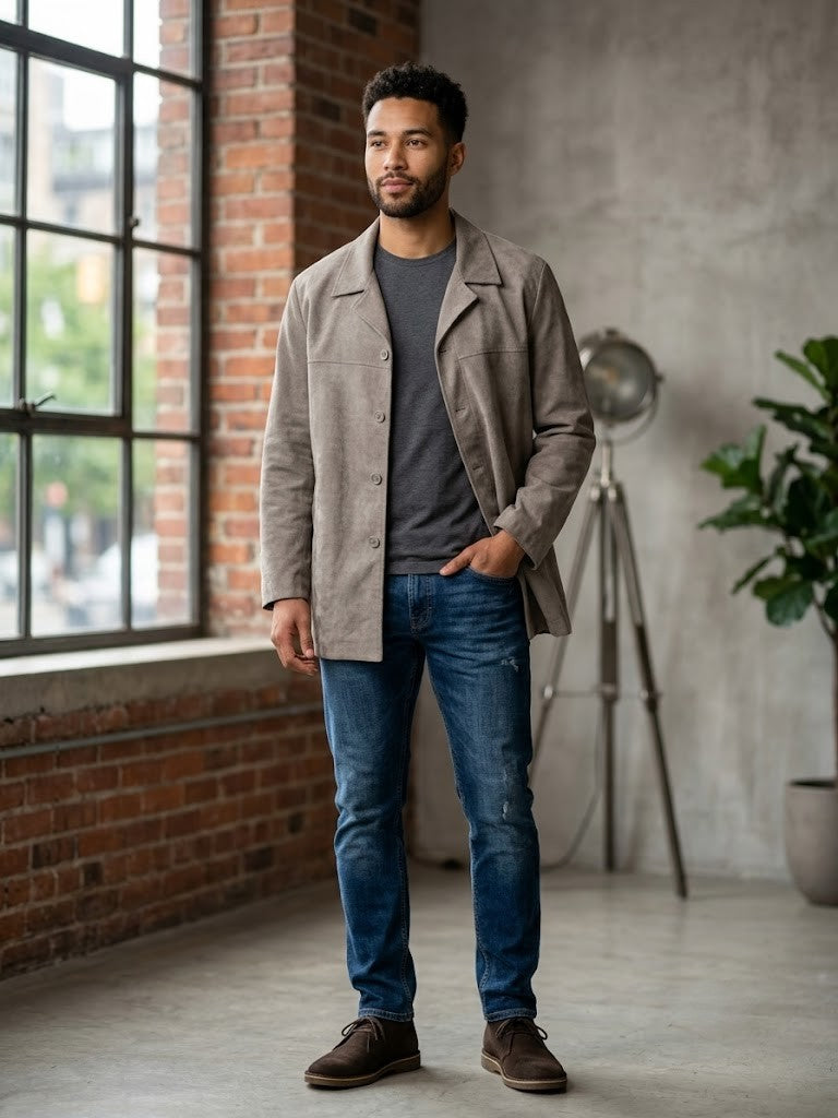 Woolworths Fine Tailoring Men's Suede-Look Jacket - Size Large (Excellent Condition)