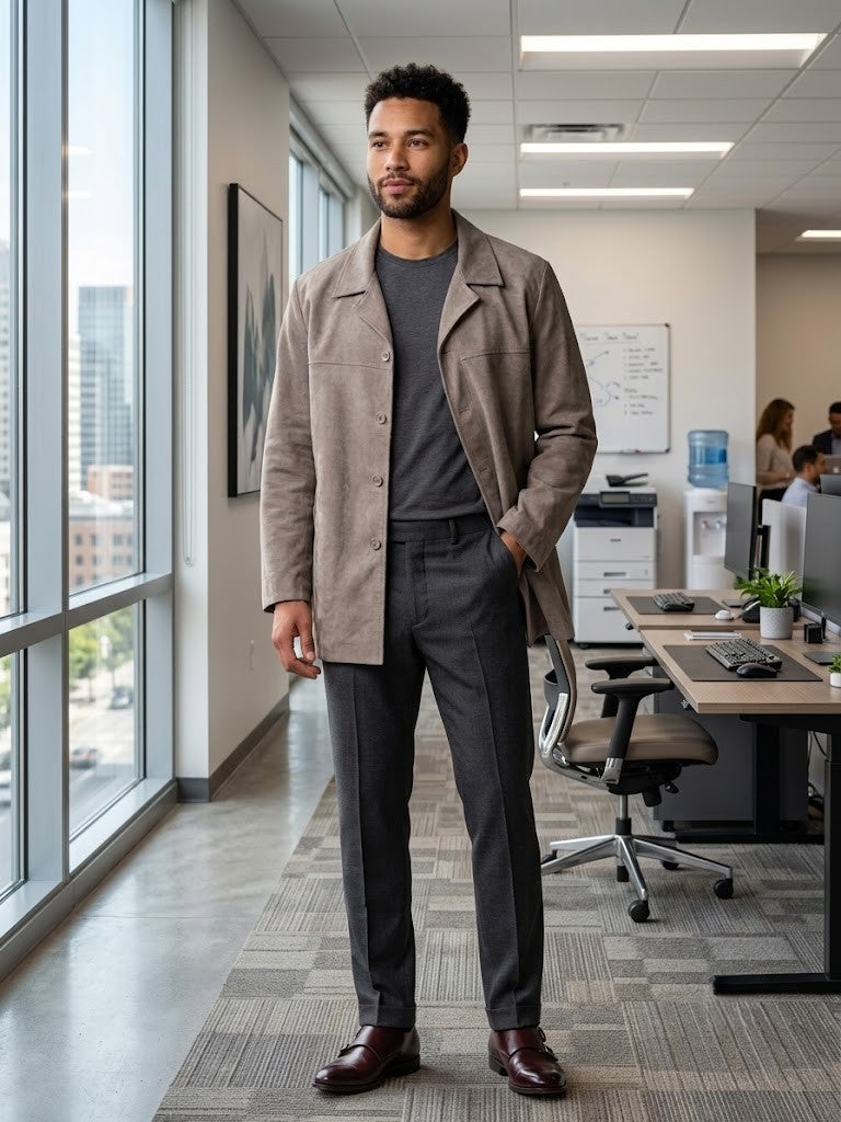 Woolworths Fine Tailoring Men's Suede-Look Jacket - Size Large (Excellent Condition)