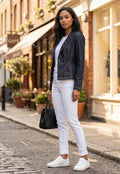 Pourquoi French-Made Denim Blazer - Stylish Cotton-Blend Jacket - Size S/M