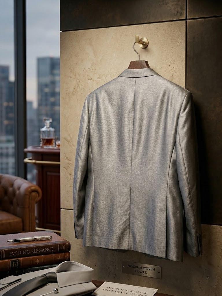 Cignal by Markhams Men’s Premium Woven Blazer – Silver Grey, Size 2XL