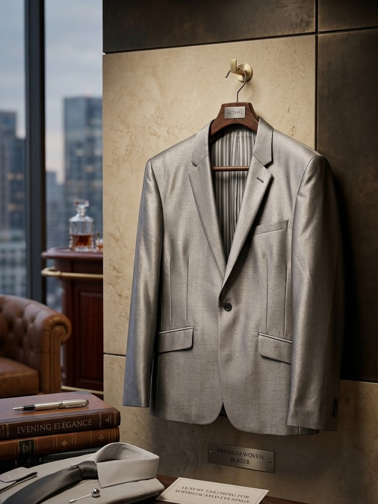 Cignal by Markhams Men’s Premium Woven Blazer – Silver Grey, Size 2XL