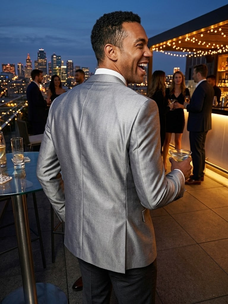 Cignal by Markhams Men’s Premium Woven Blazer – Silver Grey, Size 2XL