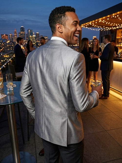 Cignal by Markhams Men’s Premium Woven Blazer – Silver Grey, Size 2XL