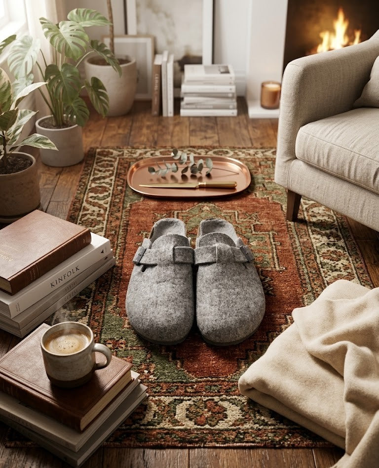 Cozy Wool-Blend Felt Clogs – Grey – Size 6