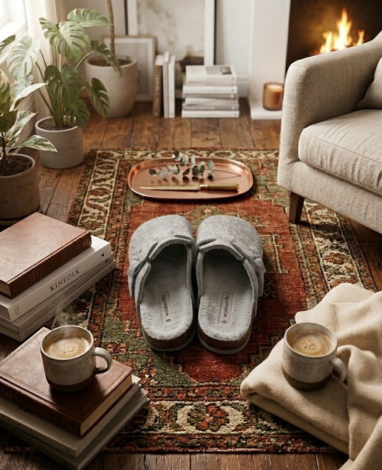 Cozy Wool-Blend Felt Clogs – Grey – Size 6