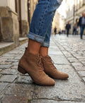 Urban Chic Classic Lace-Up Ankle Boots – Tan Suede, Size 8