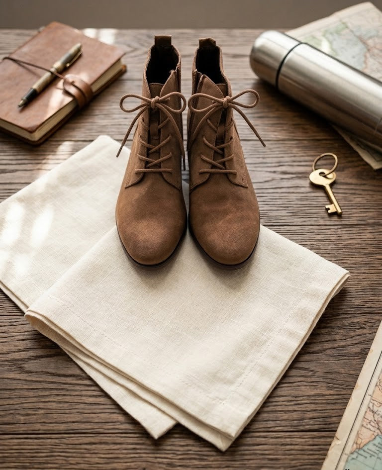 Urban Chic Classic Lace-Up Ankle Boots – Tan Suede, Size 8
