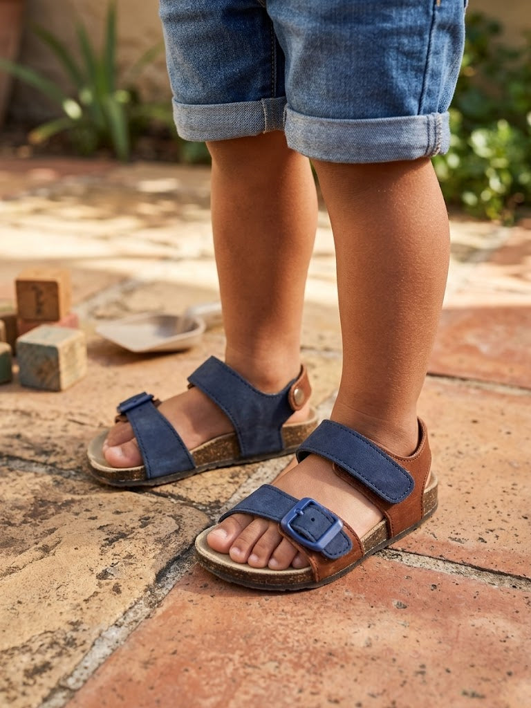 Real Kids Toddler Sandals – Blue & Brown – Size 6 (Excellent Condition)