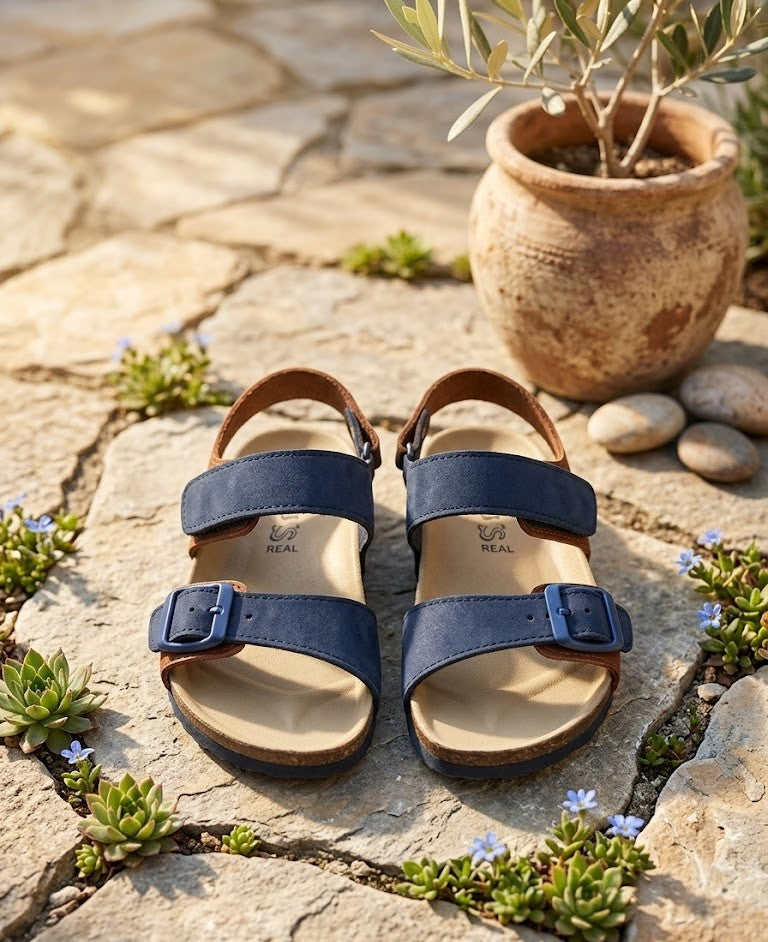 Real Kids Toddler Sandals – Blue & Brown – Size 6 (Excellent Condition)