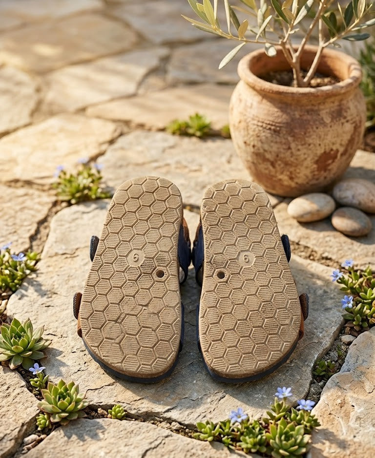 Real Kids Toddler Sandals – Blue & Brown – Size 6 (Excellent Condition)