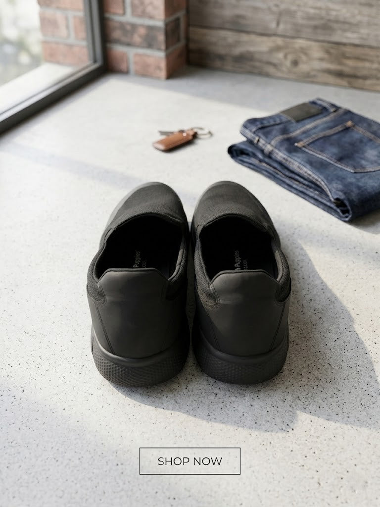 Men's Hush Puppies Casual Slip-On Shoes - Black - Size 14 - Good Condition