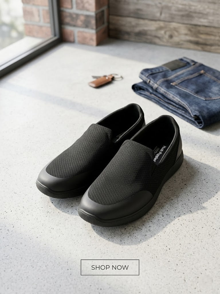 Men's Hush Puppies Casual Slip-On Shoes - Black - Size 14 - Good Condition