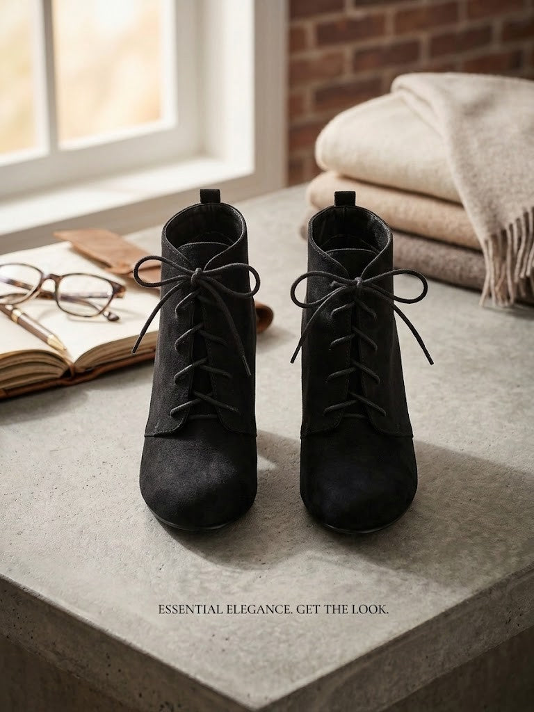 Woolworths Women's Classic Lace-Up Heeled Ankle Boots - Black, Size 6