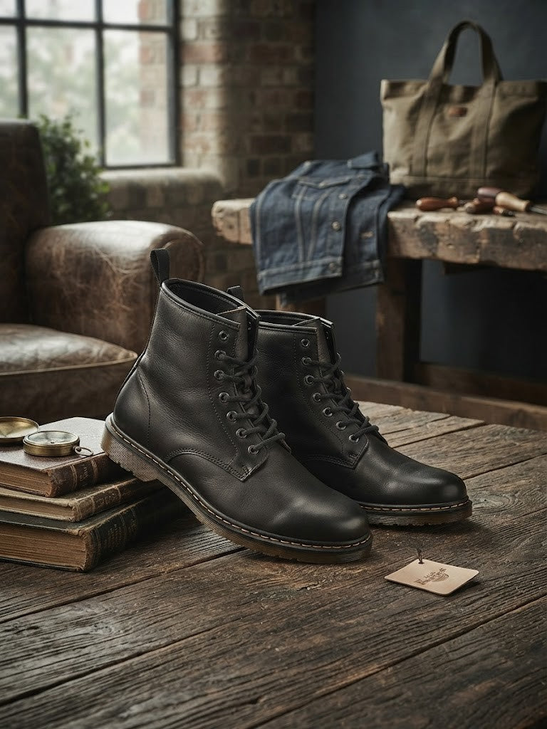 Rugged Urban Leather Combat Boots – Size 10 (Excellent Condition)