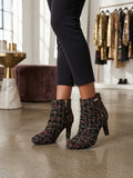 Sissy Boy Tweed & Gold Metallic Ankle Boots – Size 6