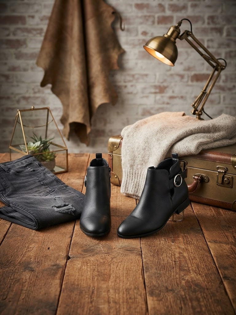 Woolworths Black Buckled Ankle Boots – Size 8