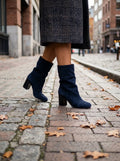 Nine West Navy Blue Suede Block-Heel Ankle Boots – Brand New (Size 10)