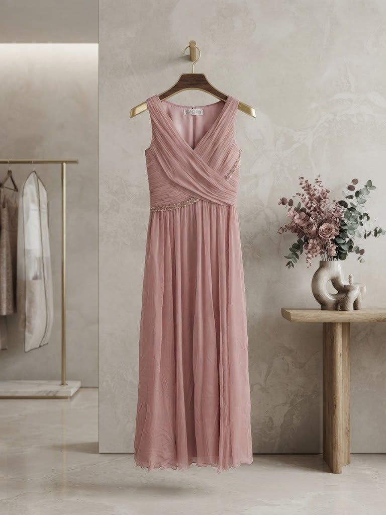 Errol Arendz Designer Dusty Pink Evening Dress with Matching Shawl – Size Large