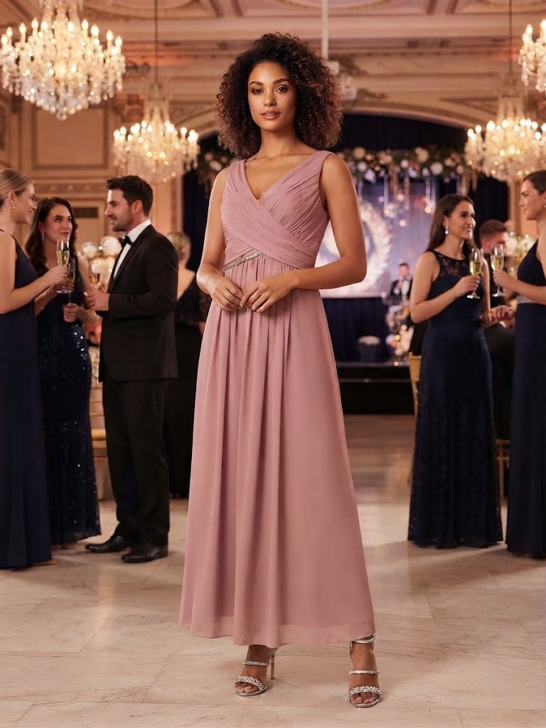 Errol Arendz Designer Dusty Pink Evening Dress with Matching Shawl – Size Large