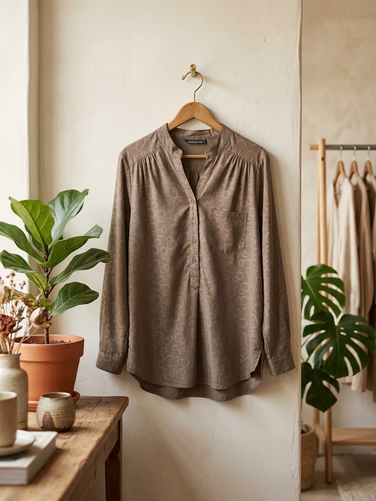 Oasis Tonal Geometric Print V-Neck Blouse – Size 14