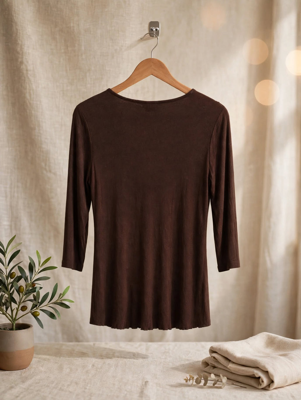 Truworths Brown V-Neck Gathered Front Blouse – Size 38 (Pre-Loved)