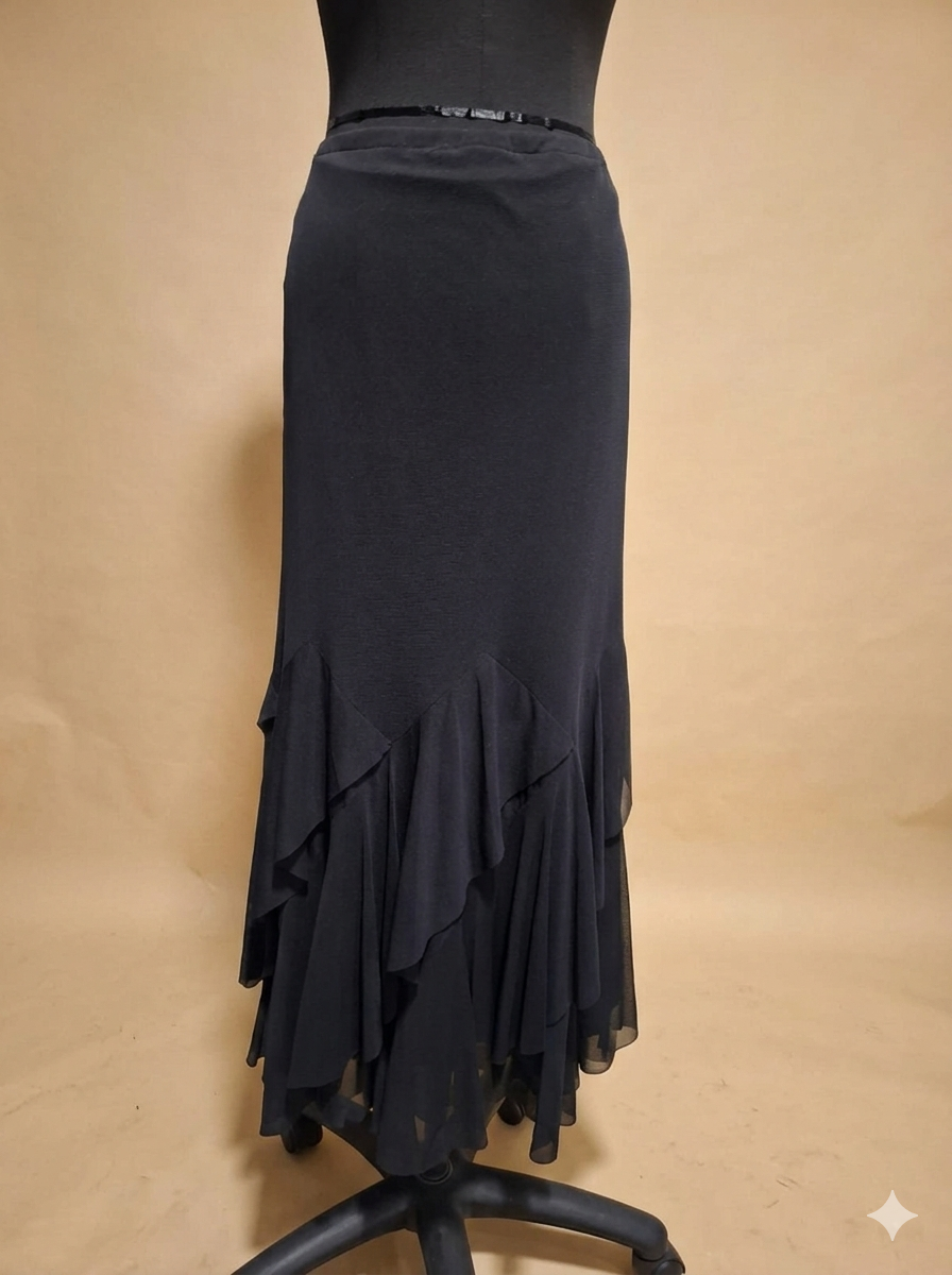 Midnight Black Layered Ruffle Maxi Skirt – Formal & Occasion Wear