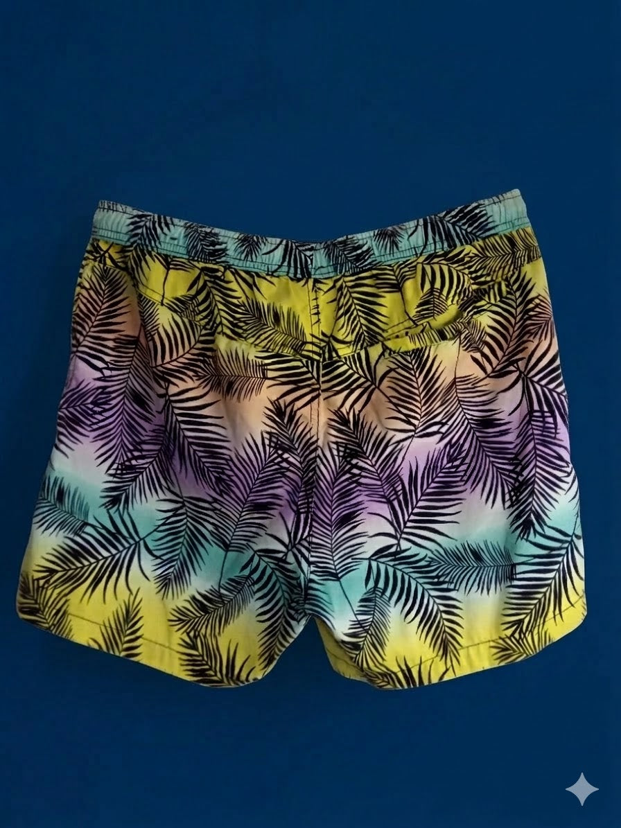 Tropical Palm Sunset Swim Shorts – Quick-Dry Summer Trunks