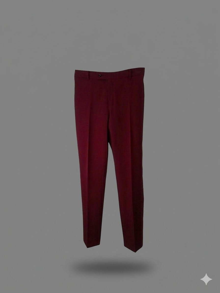 Men’s Executive  Trousers in Crimson Red – Premium Office Wear