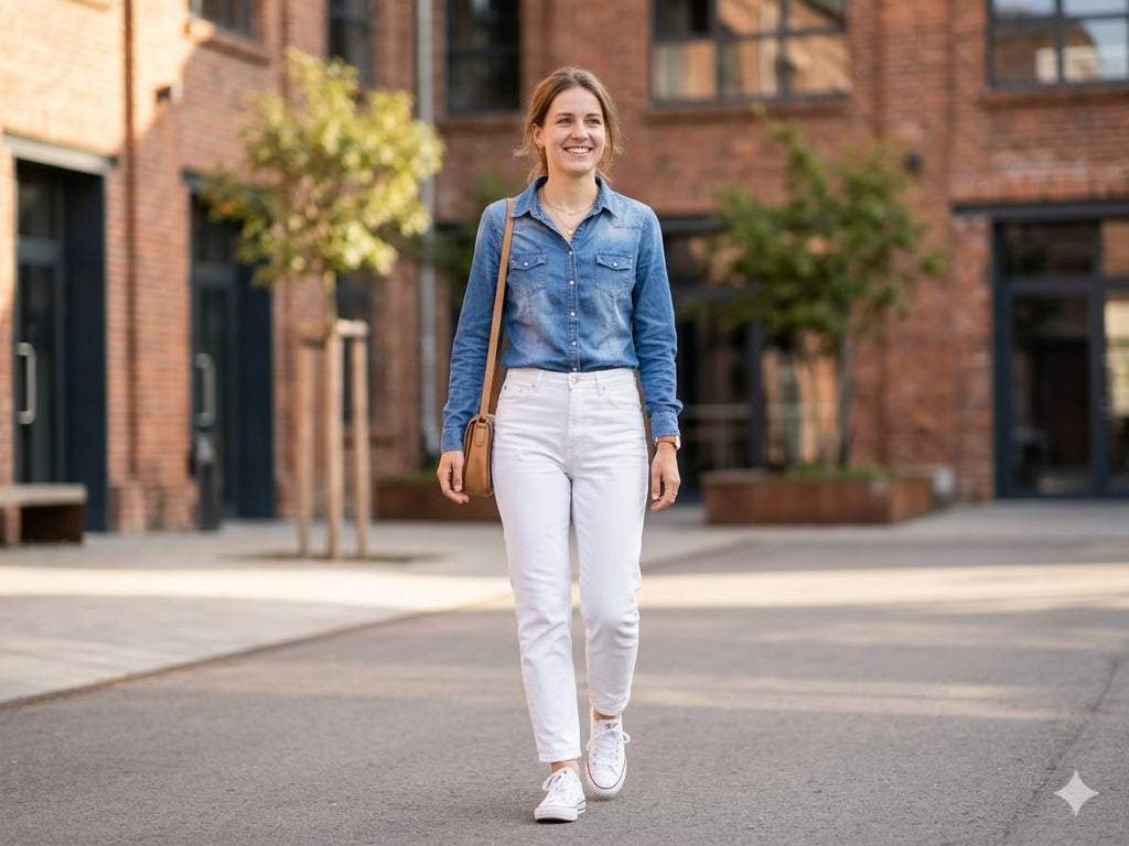 Artisan Sky Indigo | Tailored 100% Cotton Western Denim Blouse