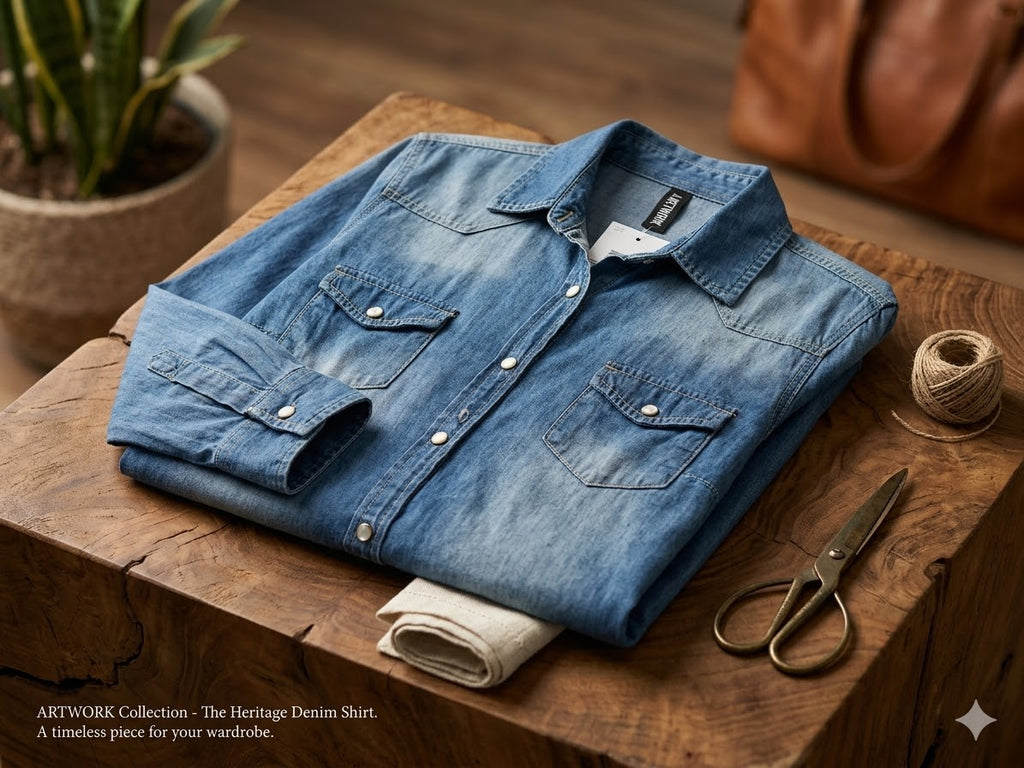 Artisan Sky Indigo | Tailored 100% Cotton Western Denim Blouse