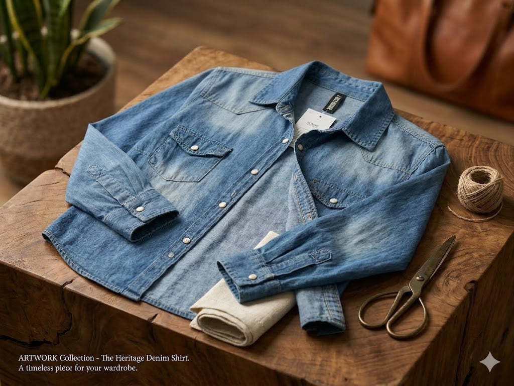 Artisan Sky Indigo | Tailored 100% Cotton Western Denim Blouse