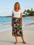 Island Breeze Floral Palm Wrap Maxi Skirt