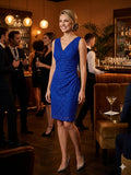 Midnight Muse | Cobalt Blue Ruched Lace Cocktail Dress