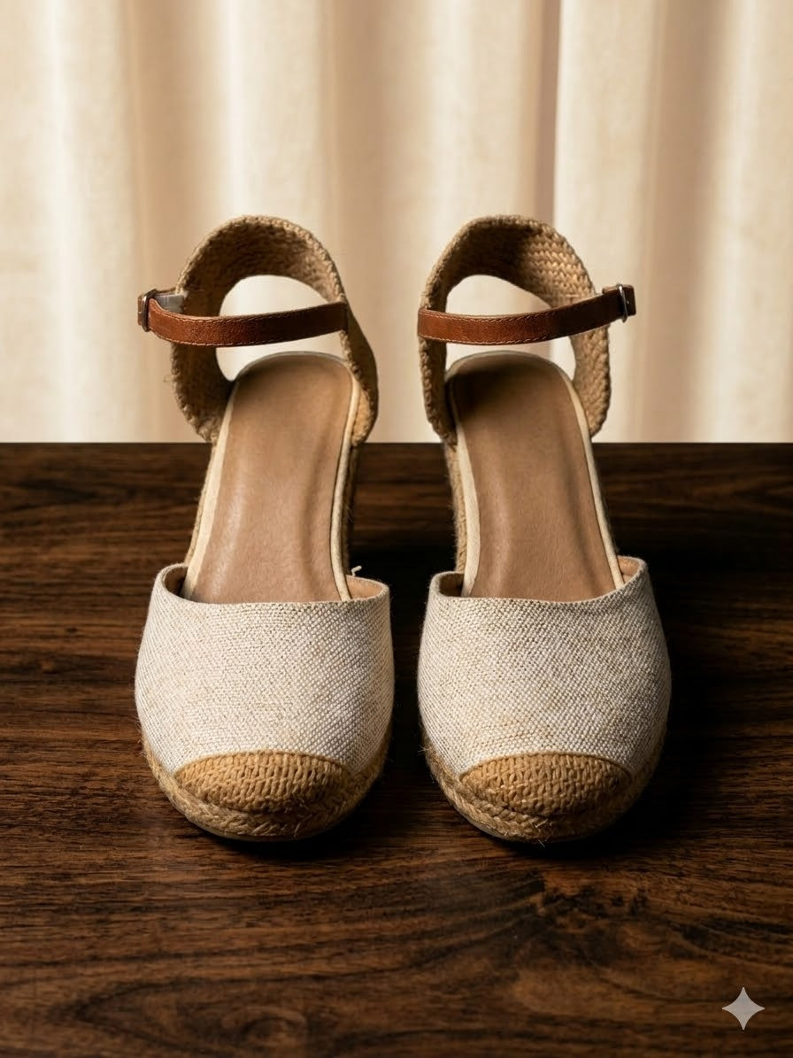 Timeless Elegance: Woolworths Canvas & Jute Espadrille Wedges