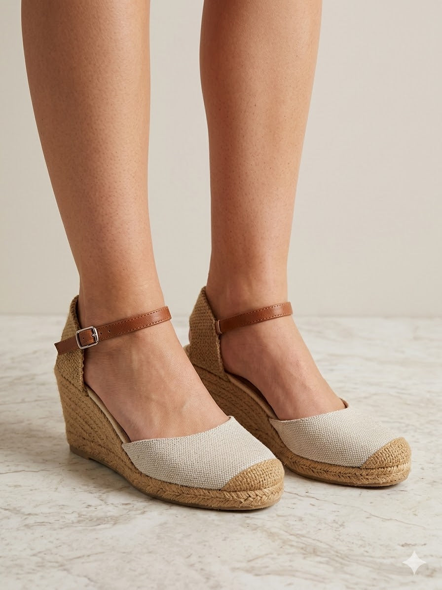Timeless Elegance: Woolworths Canvas & Jute Espadrille Wedges