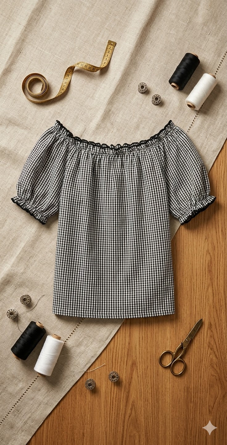 Introducing the 'Isla' Gingham Off-the-Shoulder Top
