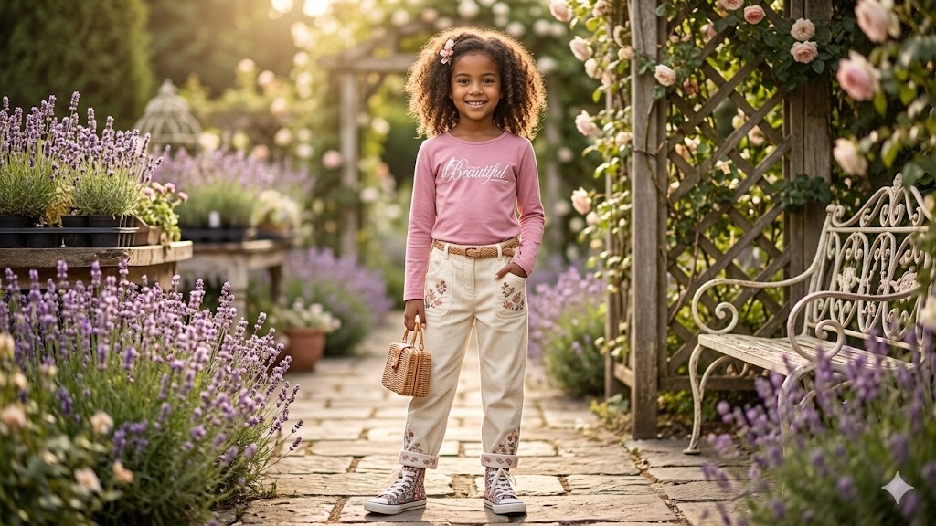 "Beautiful" Long Sleeve Graphic T-Shirt – Dusty Pink (Ages 8-9)