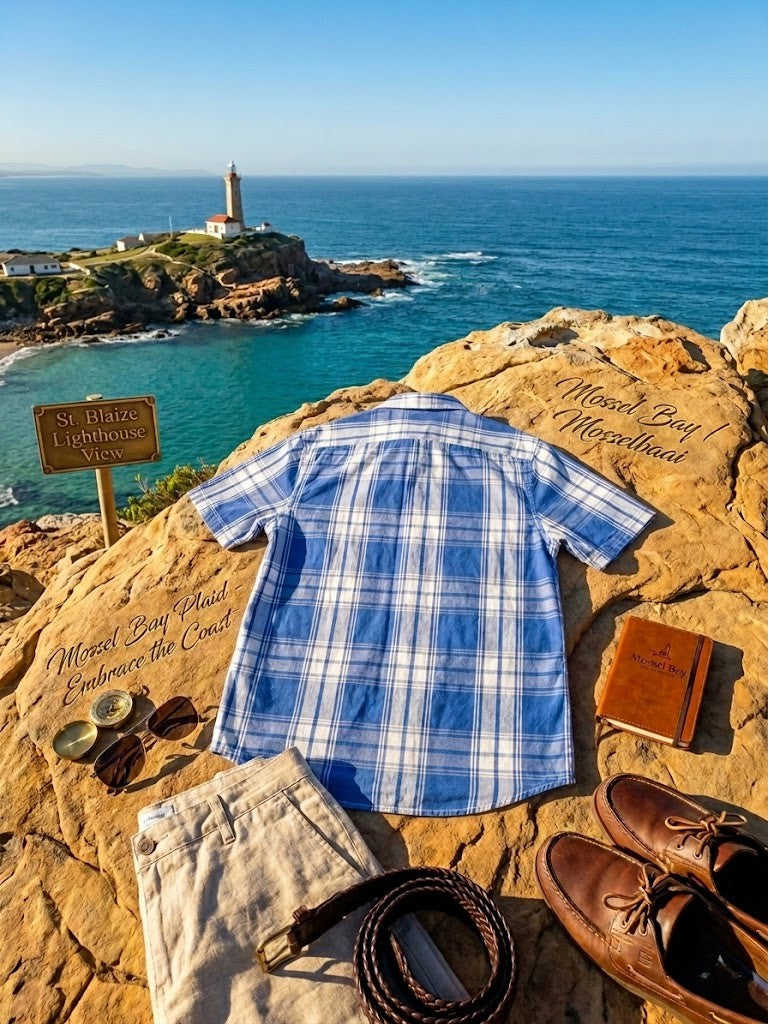 Cherokee Men’s 100% Cotton Short Sleeve Plaid Shirt – Blue & White