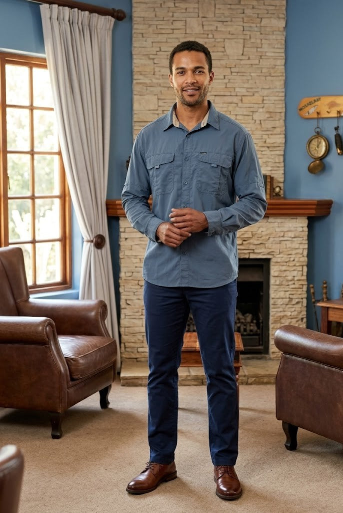 Columbia Titanium Men's L/S Nylon Outdoor Shirt - Blue (Size L)