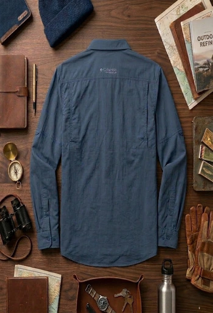 Columbia Titanium Men's L/S Nylon Outdoor Shirt - Blue (Size L)