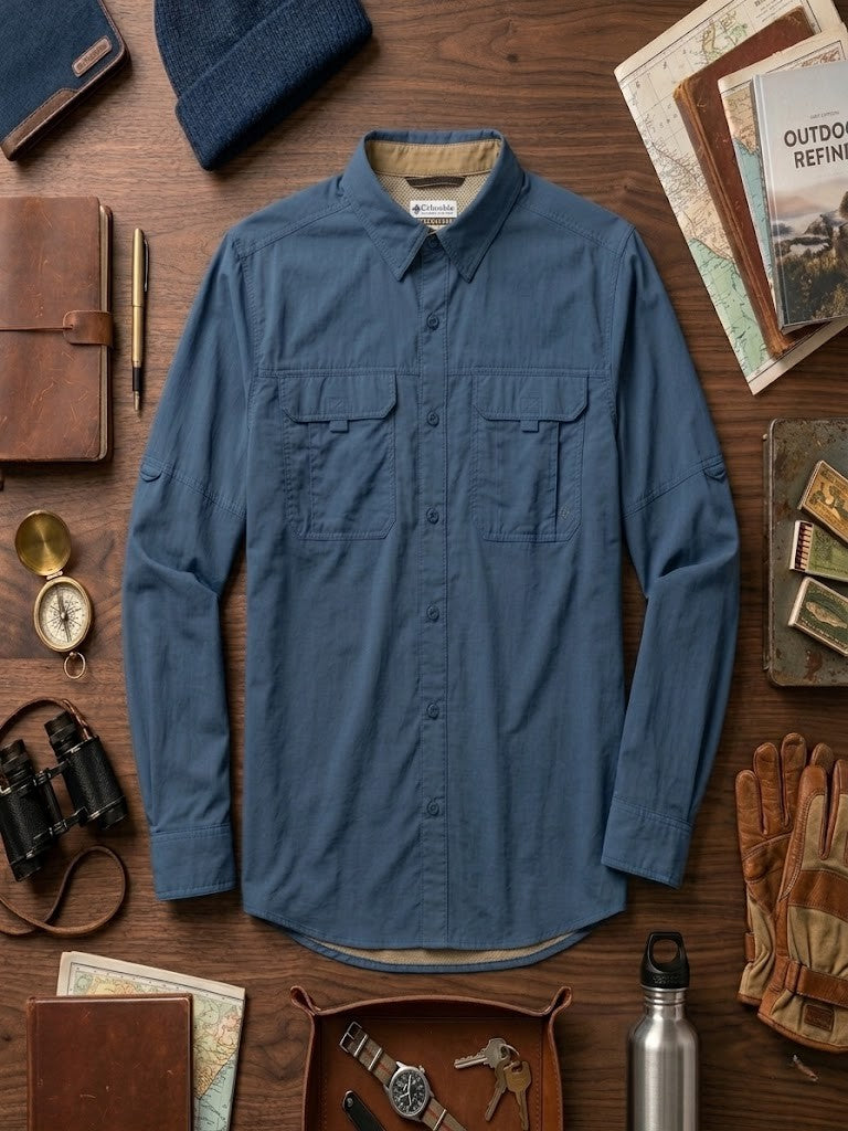 Columbia Titanium Men's L/S Nylon Outdoor Shirt - Blue (Size L)
