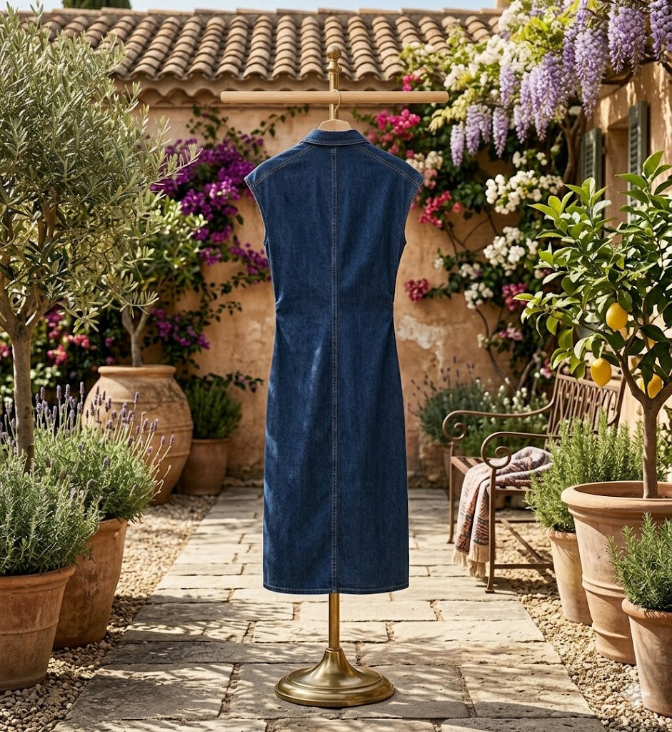 Foschini Sleeveless Denim Midi Dress – 100% Cotton (Size 6)