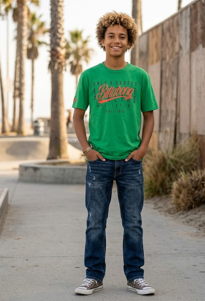 Billabong Boys' "Only a Surfer" Graphic T-Shirt – Green